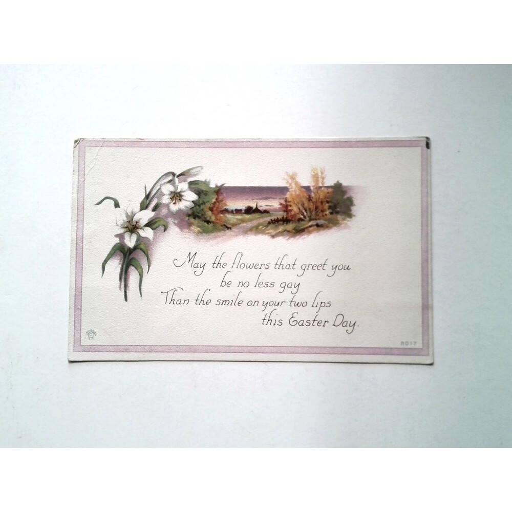 Vintage Easter Postcard Lilies & Landscape Poem Cleveland Ohio 1900s